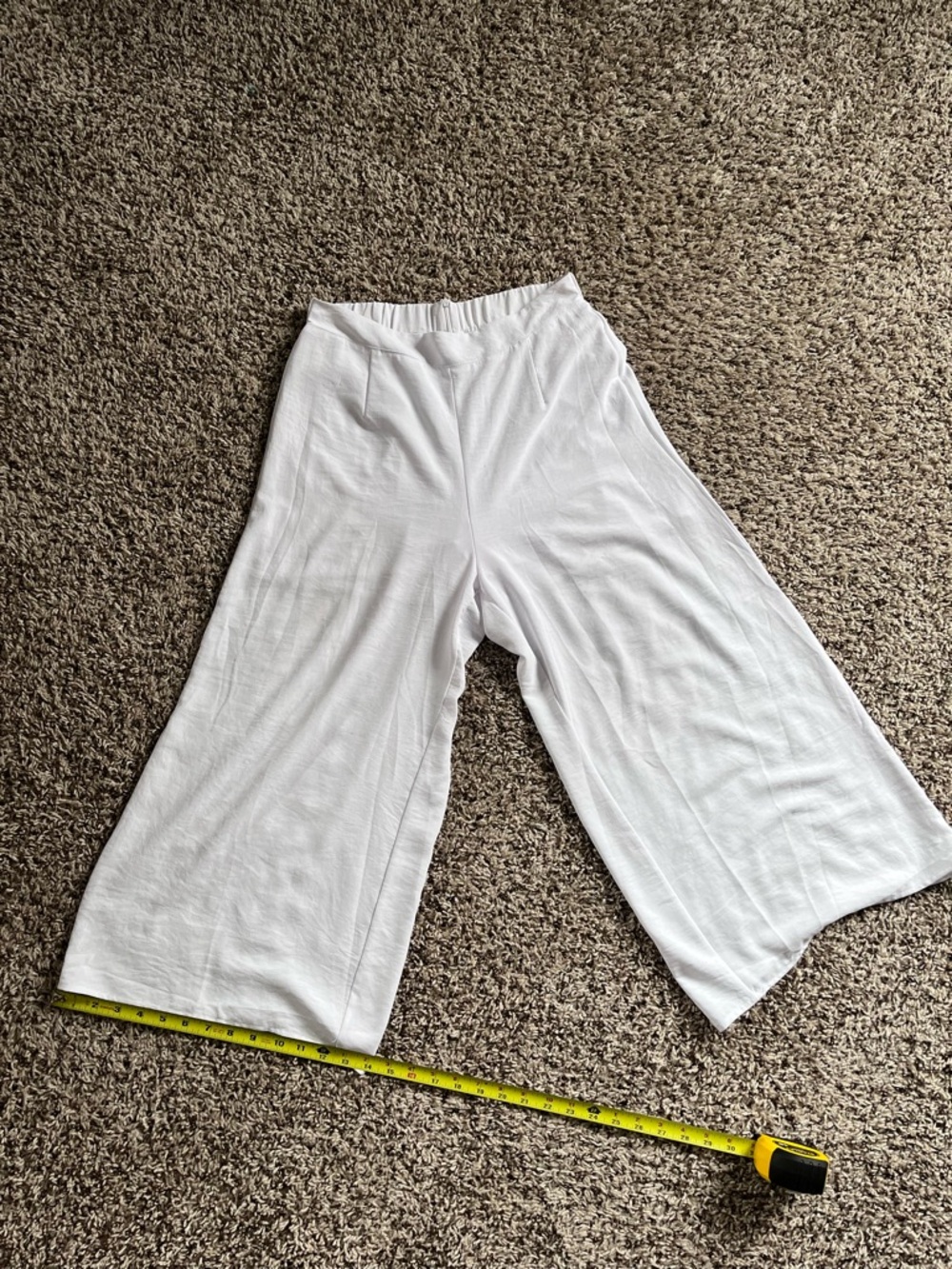 Unbranded White Wide Leg Culotte Pants High Waist Cropped Trousers Size M